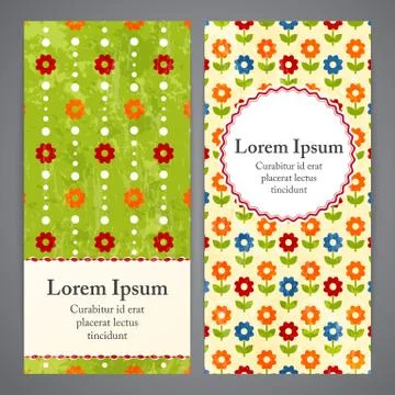 Flayers with retro patterns - flowers Stock Illustration