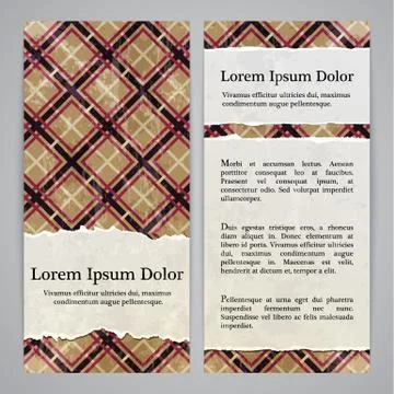 Flayers with retro patterns - gingham with torn paper Illustrazione stock