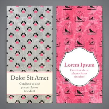 Flayers with retro patterns - pets and birds Stock Illustration