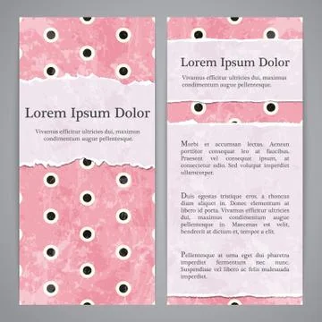 Flayers with retro patterns - polka dots on pink background Stock Illustration