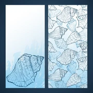 Flayers with seashells Stock Illustration