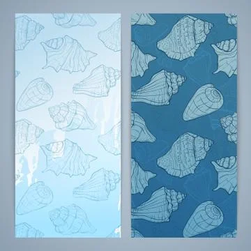 Flayers with seashells Illustrazione stock