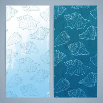 Flayers with seashells Stock Illustration