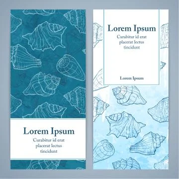 Flayers with seashells Illustrazione stock