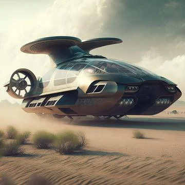 Flaying car concept. Ai generated illustration. Stock Illustration