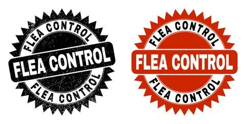FLEA CONTROL Black Rosette Watermark with Grunged Texture Stock Illustration