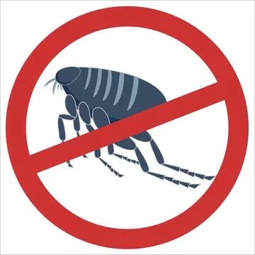 Flea control icon with red prohibition sign indicating pest prevention Ilustración de archivo