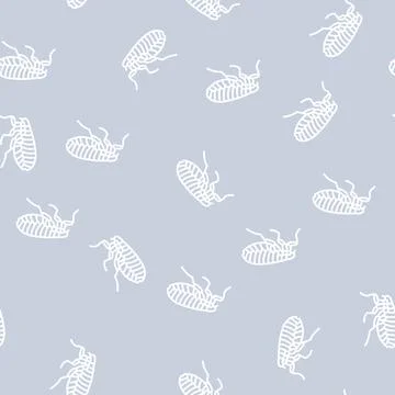 Flea insect line seamless pattern Stock Illustration