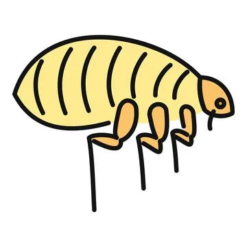 Flea insect parasite line drawing in yellow color 스톡 일러스트