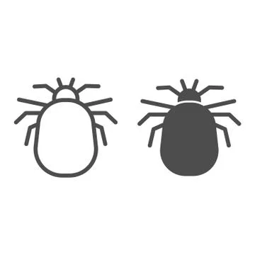 Flea line and solid icon, pests concept, home parasite jumping insect sign on Illustration