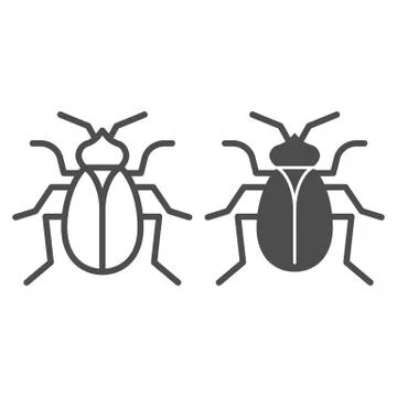 Flea line and solid icon, pests concept, home parasite insect sign on white Stock-Illustration