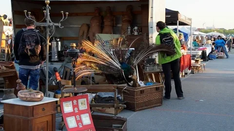 Flea Market in Munich at Theresienwiese Stock Footage 89138853