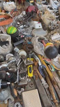 A flea market of old rusty things and tools. 写真素材