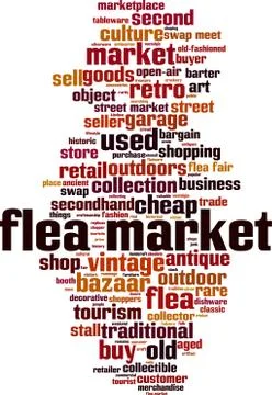 Flea market word cloud Stock Illustration
