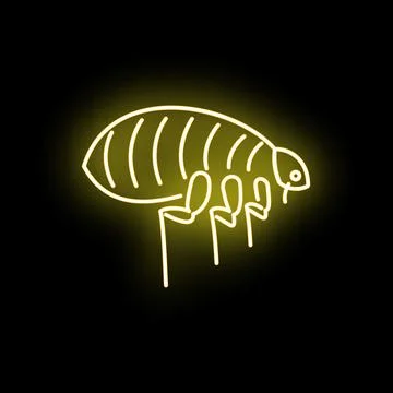 Flea neon glowing outline icon on black background Ilustración de archivo