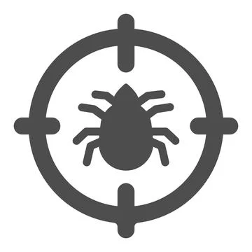 Flea in target solid icon, pest control concept, Flea warning sign on white Stock Illustration