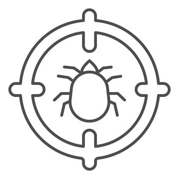 Flea in target thin line icon, pest control concept, Flea warning sign on white 스톡 일러스트