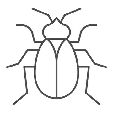 Flea thin line icon, pests concept, home parasite insect sign on white Illustrazione stock