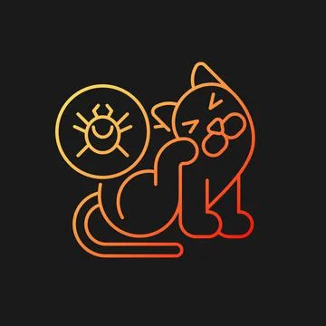 Fleas and ticks gradient vector icon for dark theme Illustrazione stock