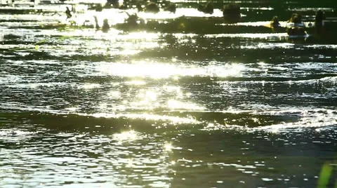 Flecks of sunlight sparkle in fast moving water current 스톡 동영상 52543007