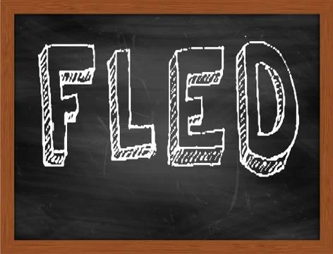 FLED  hand writing text on black chalkboard Stock Illustration