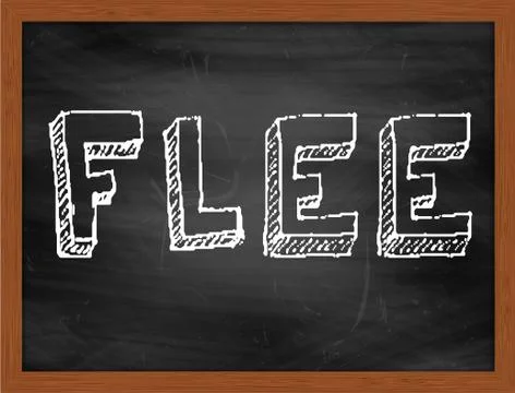 FLEE  hand writing text on black chalkboard Stock Illustration