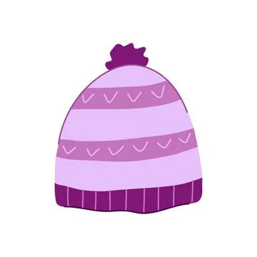Fleece winter hat knit cartoon vector illustration Stock Illustration