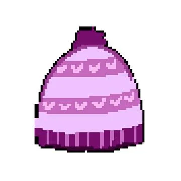 Fleece winter hat knit pixel art vector illustration Stock Illustration