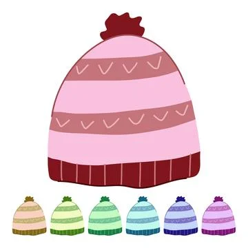 Fleece winter hat knit vector cartoon graphic Illustrazione stock