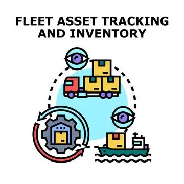 Fleet asset tracking and inventory concept vector Illustrazione stock