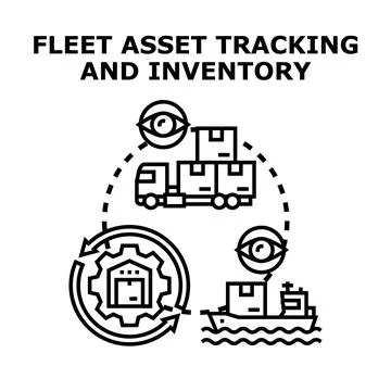 Fleet asset tracking and inventory concept vector Illustrazione stock