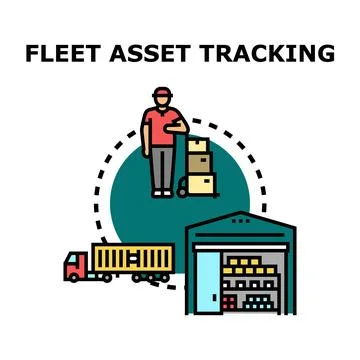 Fleet asset tracking and logistics management concept 库存插图