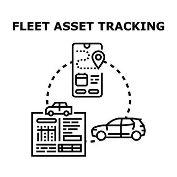 Fleet asset tracking system managing logistics and delivery vehicles Stock Illustration