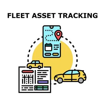 Fleet asset tracking system managing logistics and delivery vehicles Stock Illustration