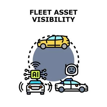 Fleet asset visibility tracking system controlling vehicles Ilustración de archivo