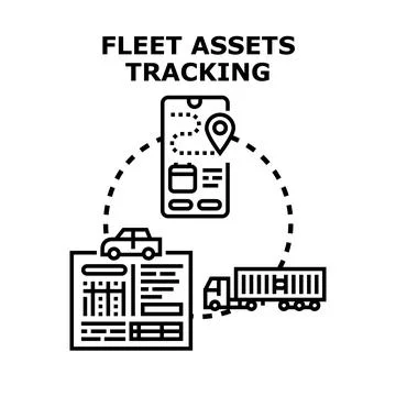 Fleet assets tracking on mobile app concept Stock-Illustration