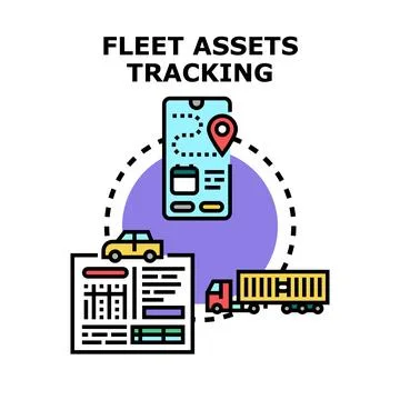 Fleet assets tracking on mobile app concept Stock Illustration
