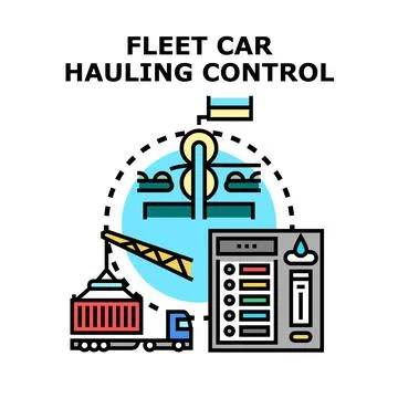 Fleet car hauling control system automation concept Stock Illustration