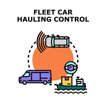 Fleet car hauling control system tracking vehicles Stock Illustration