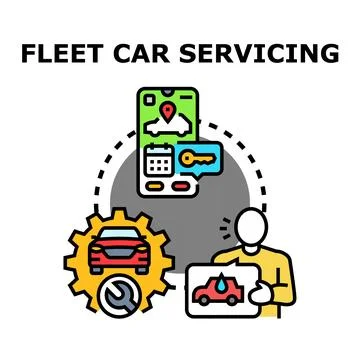 Fleet car servicing offering digital management service Stock Illustration
