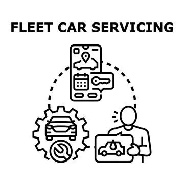 Fleet car servicing offering digital management service Stock Illustration
