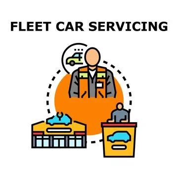 Fleet car servicing offering maintenance and repair solutions Stock Illustration