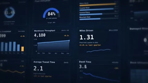 Fleet Command Dashboard Data Visualization HUD Interface Display Seamless Loop Stock Footage 342478320