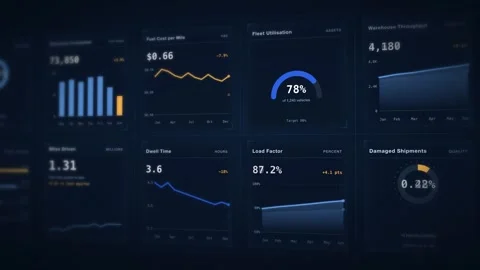 Fleet Command Dashboard Visualization HUD Display Analytics Data Monitoring Stock Footage 342478240