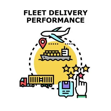 Fleet delivery performance concept with transportation and rating Stock Illustration