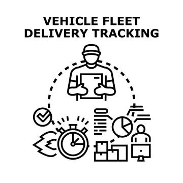 Fleet delivery tracking managing logistics and shipping Stock Illustration