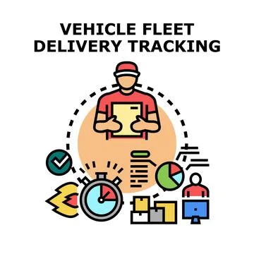 Fleet delivery tracking managing logistics and shipping Illustrazione stock