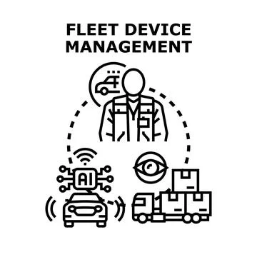 Fleet device management concept overseeing vehicle logistics Stockillustratie