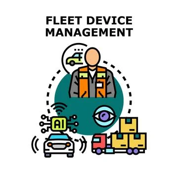 Fleet device management concept overseeing vehicle logistics Stock Illustration