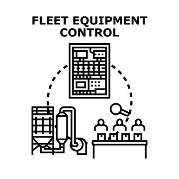 Fleet equipment control system managing industrial logistics Stock Illustration